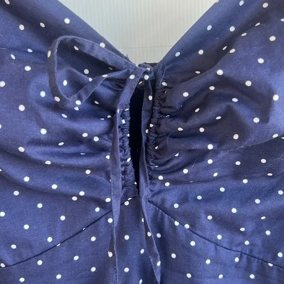 Torrid Polka Dot Dress Size 24 Pinup Rockabilly Sailor Vintage Navy Blue White - Picture 3 of 9